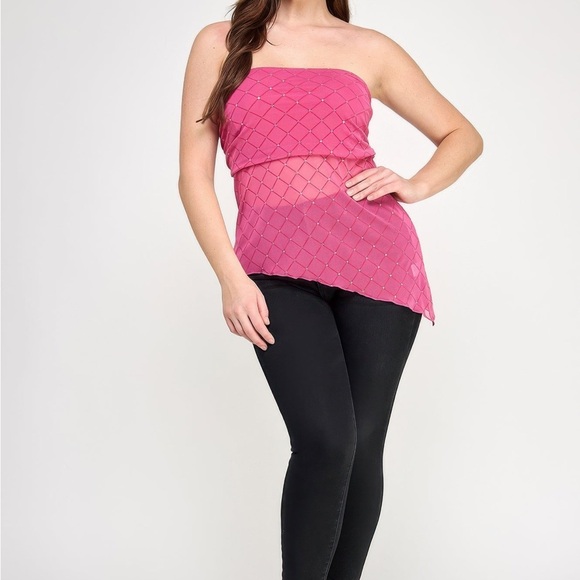 Strapless Tube Assym Hem Top - Picture 2 of 5